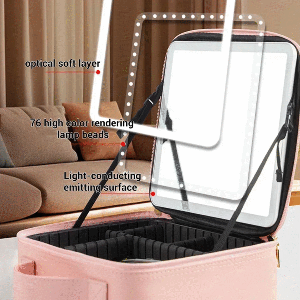 box de maquillage de voyage avec miroir LED – Image 4