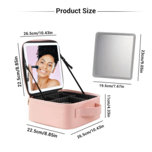 box de maquillage de voyage avec miroir LED