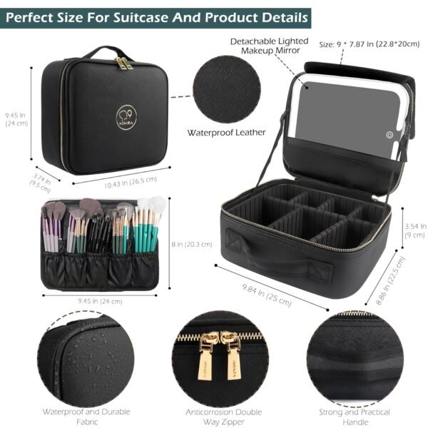 box de maquillage de voyage avec miroir LED – Image 2