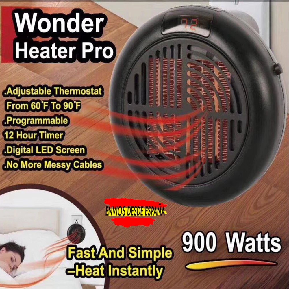 Chauffage portable Wonder Heat Pro 900 W télécommande à intensité variable numérique