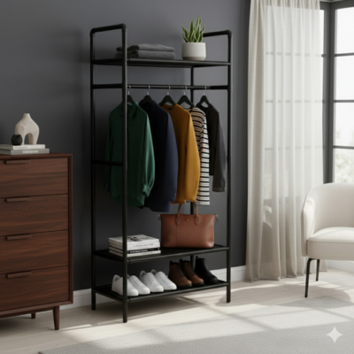 منظم ملابس متكامل بـ4 طوابق + علاقة