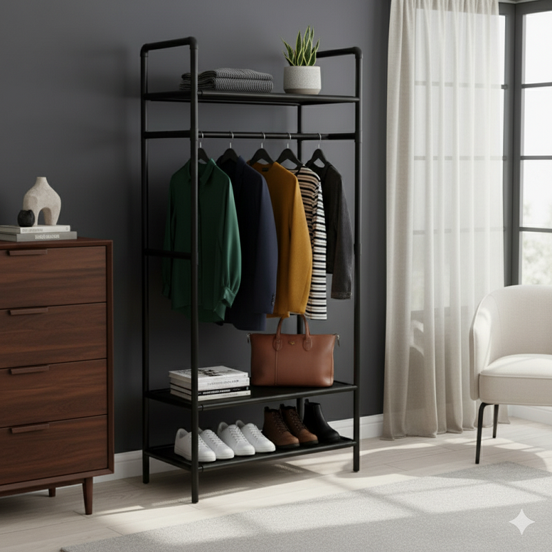 منظم ملابس متكامل بـ4 طوابق + علاقة