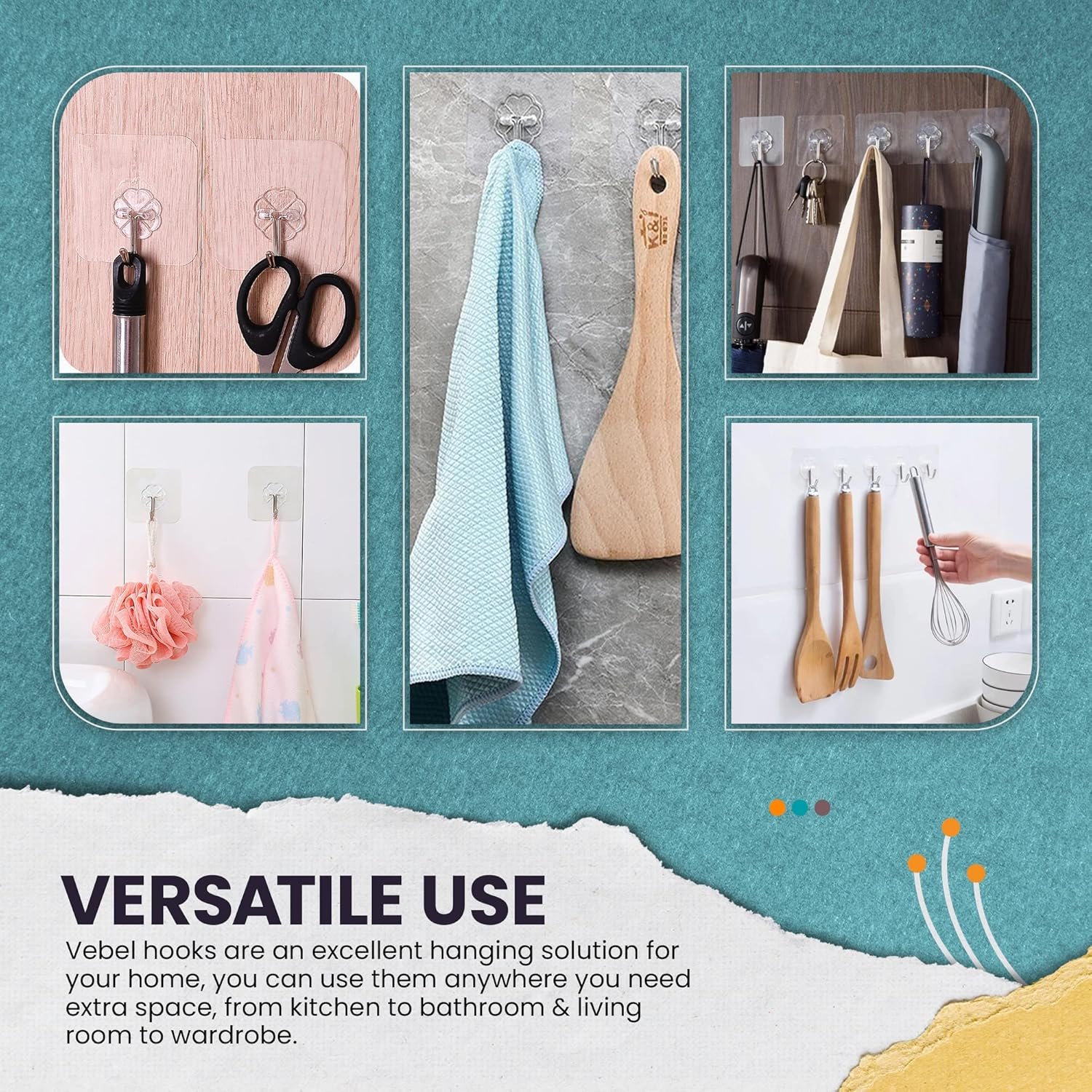 خطافات لاصقة متعددة الاستعمال بدون حفر. – تثبيت قوي 50قطعة – Image 3