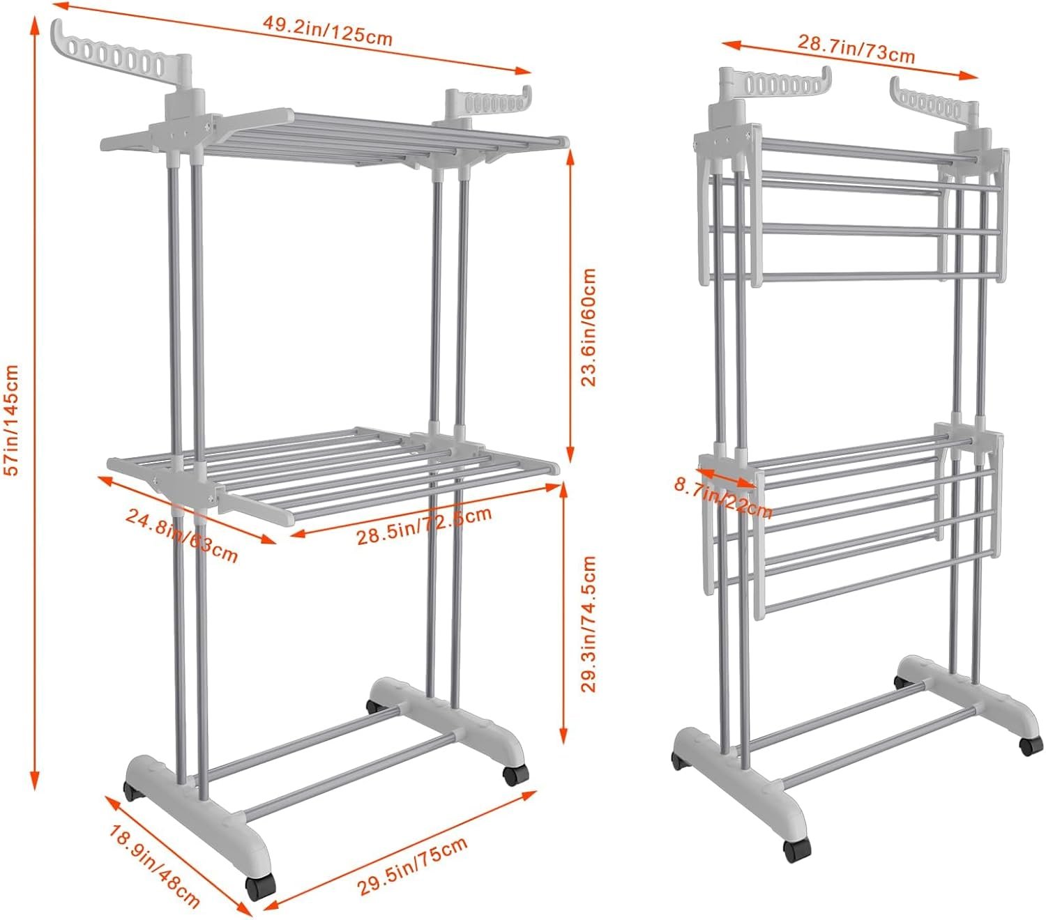 Séche linge 2/3 étages, pliable et mobile – Image 3