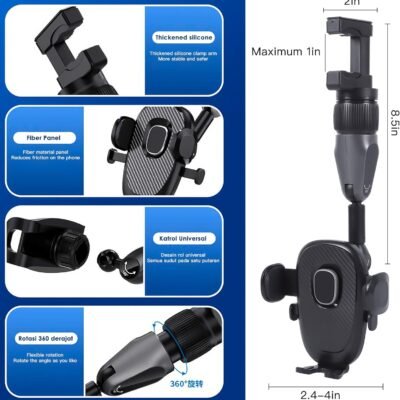 Support de Téléphone de Voiture - Fixation Robuste pour Pare-Brise avec Rotation à 360 Degrés