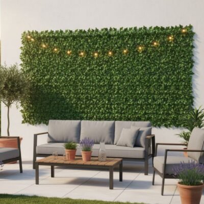 Panneaux de clôture à feuilles vertes artificielles 3M/1M