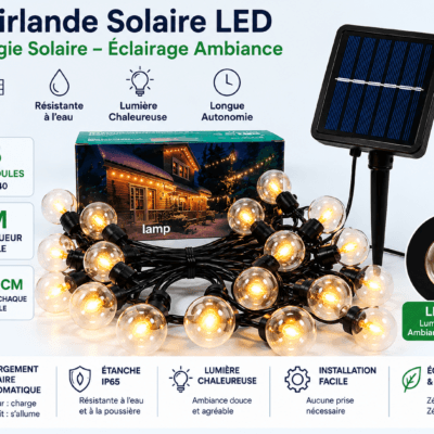 GUIRLANDE SOLAIRE 25 AMPOULE LED 7M