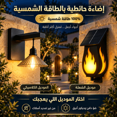 إضاءة حائطية بالطاقة الشمسية – موديل كلاسيكي أو شعلة